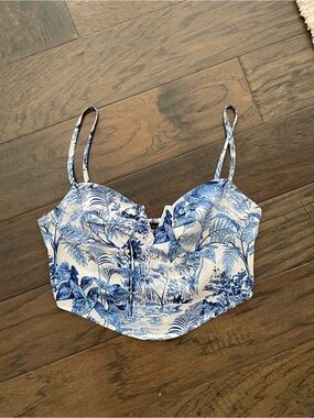 Cider Blue and White Tropical Print Cami